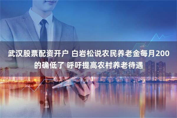 武汉股票配资开户 白岩松说农民养老金每月200的确低了 呼吁提高农村养老待遇