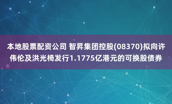 本地股票配资公司 智昇集团控股(08370)拟向许伟伦及洪光椅发行1.1775亿港元的可换股债券